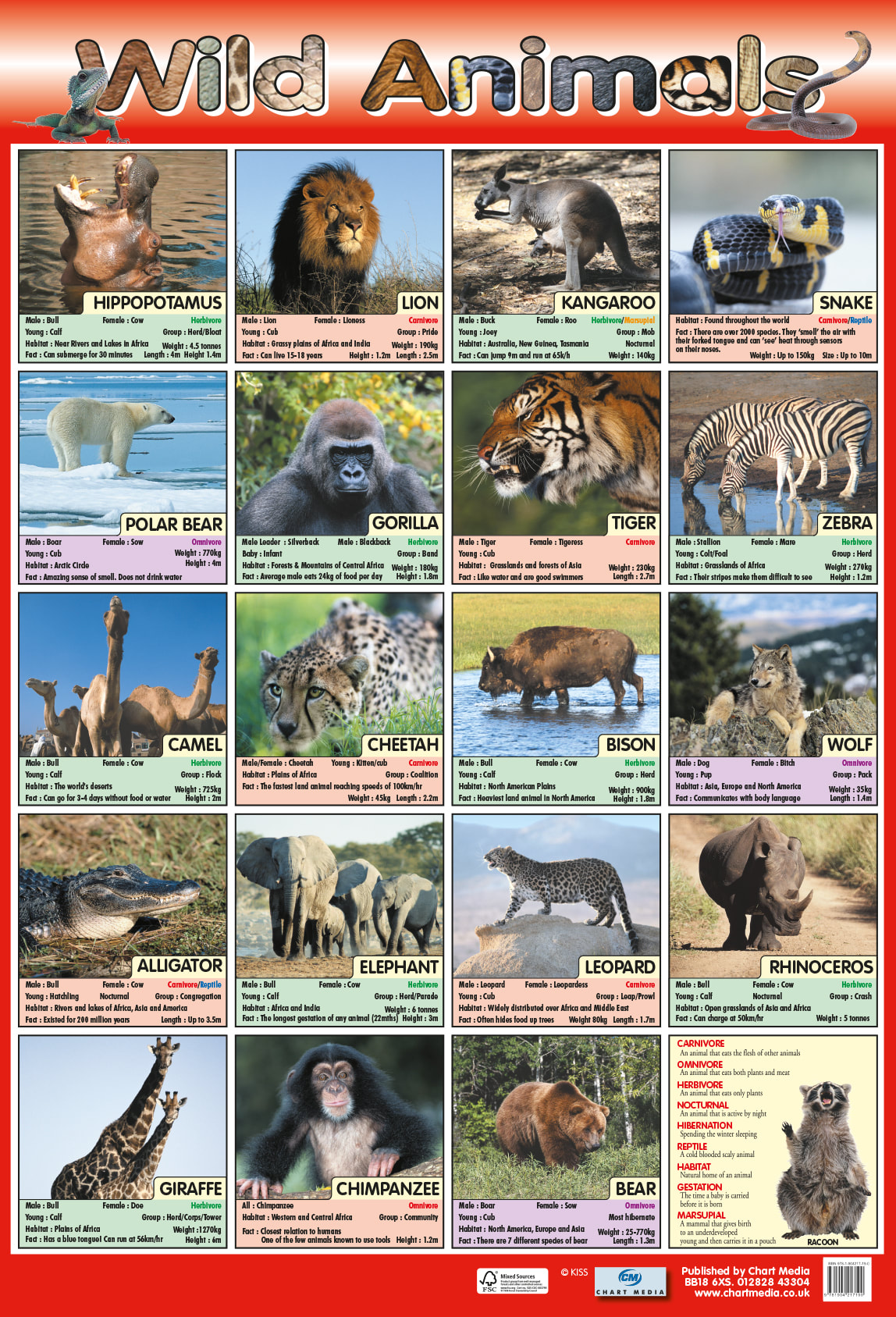 Wild Animals Poster / Wallchart | chartmedia . Educational Wallcharts and  Posters